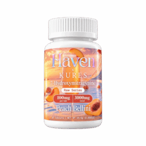 Haven x Kures 7OH Kratom Extract Tablets Peach Bellini 3000mg – 30ct (100mg/tab)